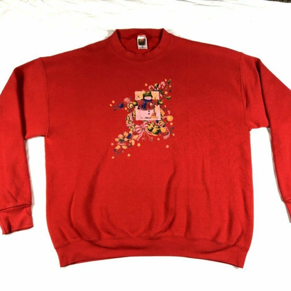 Vintage 2XL Fruit of the Loom Snowman Sweatshirt